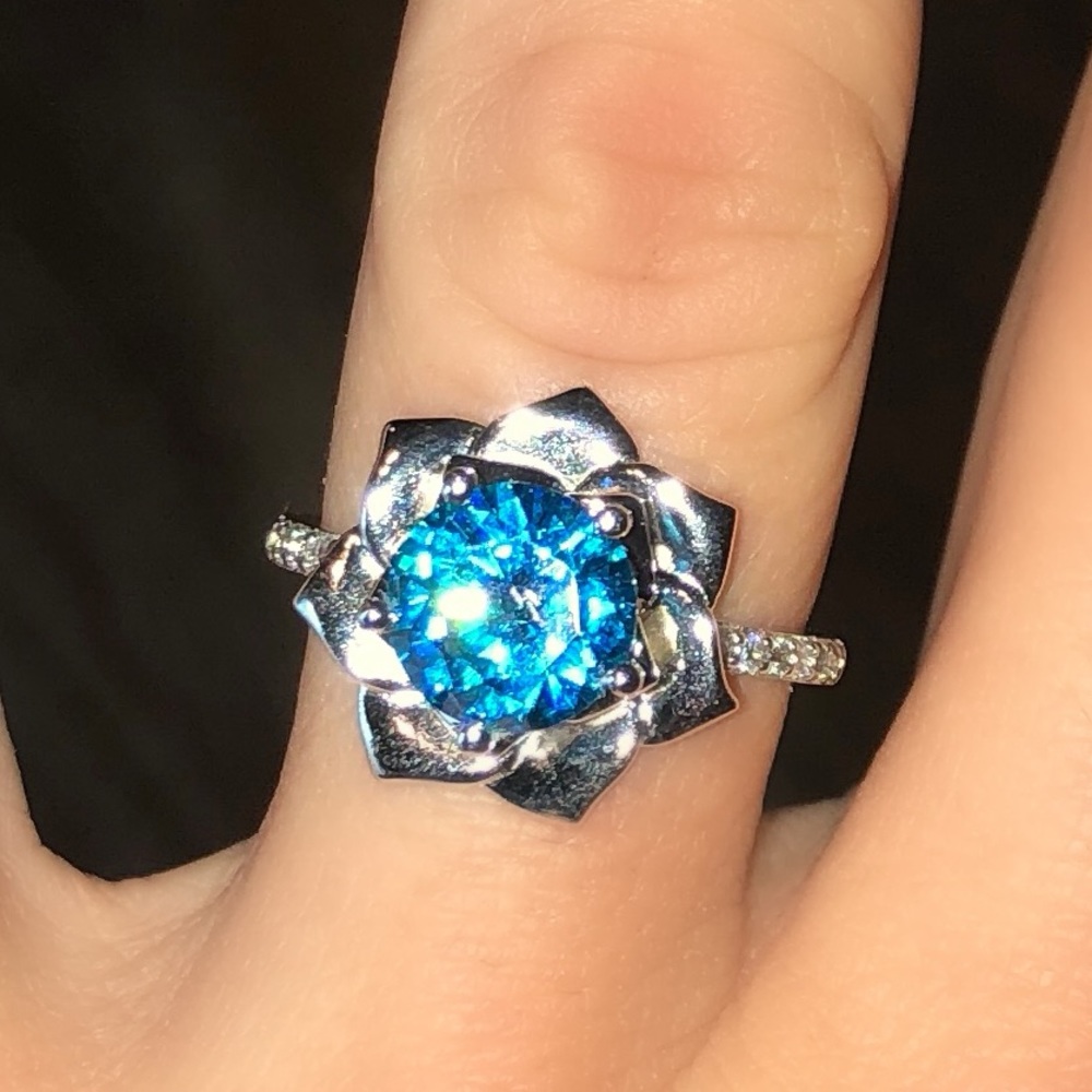 🆕925 Swiss Blue Topaz Round 2TCW Sz 7.5
